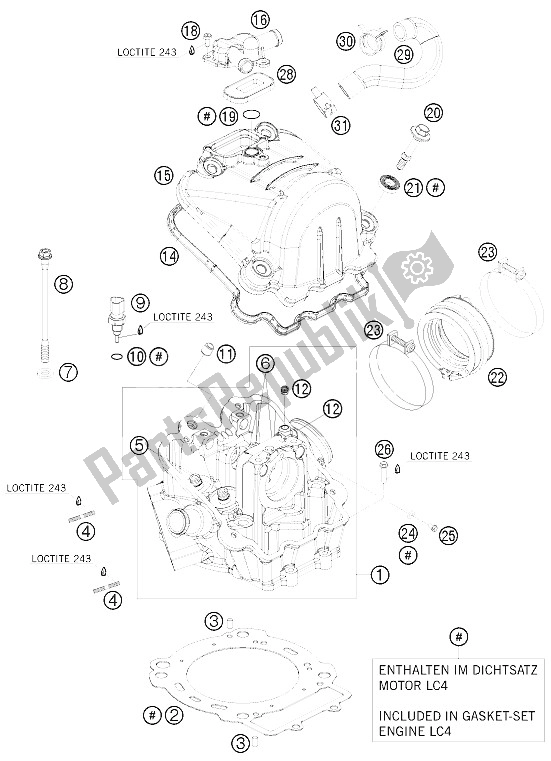 Wszystkie części do G? Owica Cylindra KTM 690 Duke White Europe 2009