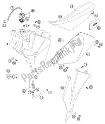 tanque de combustible, asiento, tapa 2t sx