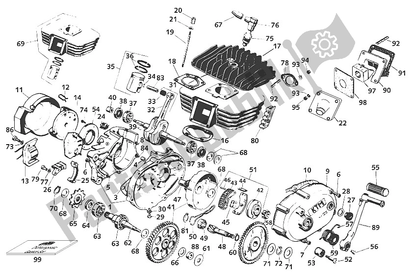 Todas las partes para Motor S5-gs Morini 50ccm 2001 de KTM 50 SX Junior Europe 2001