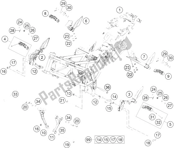 All parts for the Frame of the KTM 390 Duke BL ABS B D 15 Australia 2015