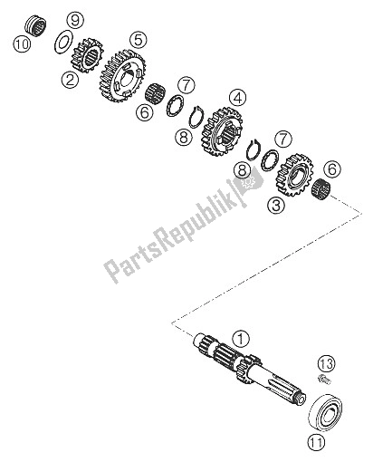 All parts for the Transmission I of the KTM 625 SMC Australia United Kingdom 2006