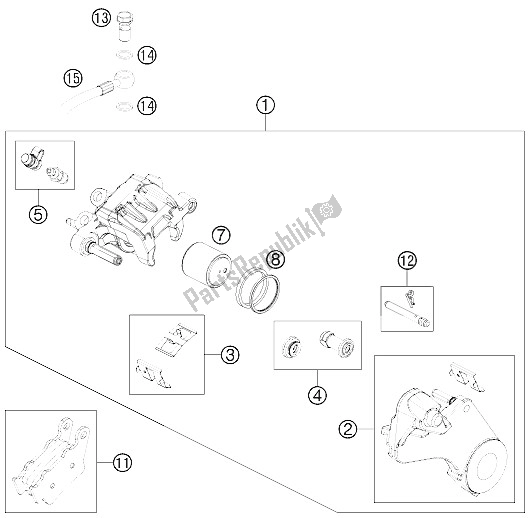 All parts for the Brake Caliper Rear of the KTM 690 Duke R Australia United Kingdom 2011