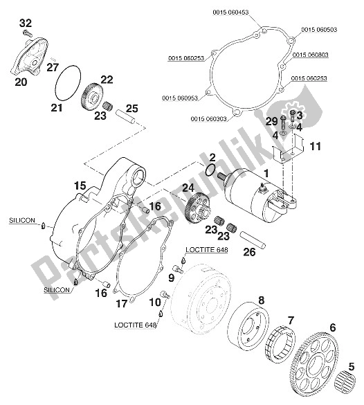 Tutte le parti per il Avviamento Elettrico Lc4 '99 del KTM 640 Adventure R Australia 2000