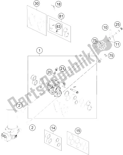 All parts for the Brake Caliper Front of the KTM 85 SX 19 16 Europe 2015