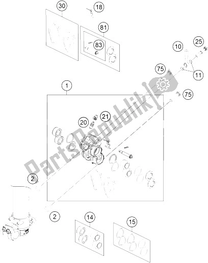 All parts for the Brake Caliper Front of the KTM 85 SX 19 16 Europe 2016