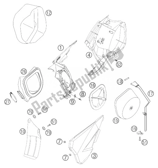 All parts for the Airfilter Box 450/525 Smr of the KTM 450 SMR Europe 2004