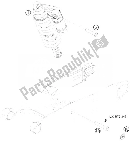 All parts for the Shock Absorber of the KTM 990 Supermoto R Australia United Kingdom 2010