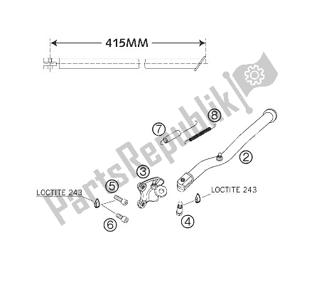 All parts for the Side Stand of the KTM 640 LC4 Supermoto Prestige 06 Australia United Kingdom 2006