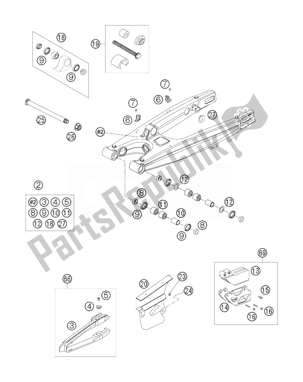 Todas las partes para Basculante de KTM 300 XC W South Africa 2007