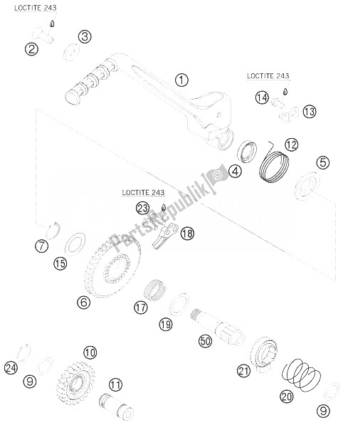 Toutes les pièces pour le Démarreur Au Pied du KTM 530 EXC USA 2010