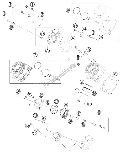 All parts for the Cylinder, Cylinderhead of the KTM 65 SX Europe 2015
