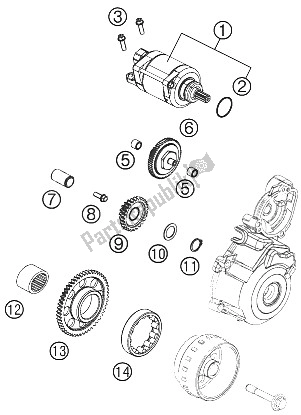 Alle onderdelen voor de Elektrische Starter van de KTM 350 SX F USA 2011