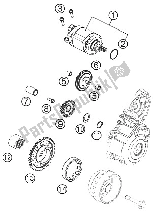 Alle onderdelen voor de Elektrische Starter van de KTM 350 XC F USA 2011