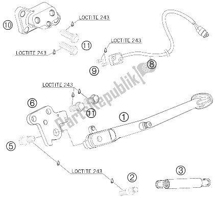 All parts for the Side Stand of the KTM 990 Superduke Black France 2006