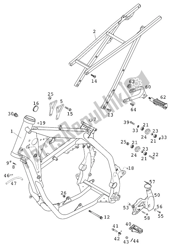 Wszystkie części do Ramka, 125 Exe 2000 KTM 125 EXE 100 Europe 2001