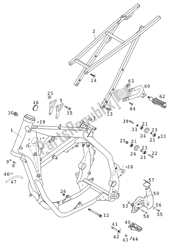 All parts for the Frame , 125 Exe 2000 of the KTM 125 EXE 80 Europe 2000