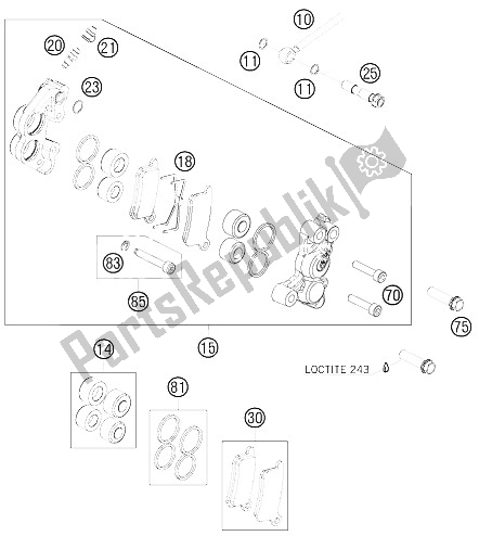 Tutte le parti per il Pinza Freno Anteriore del KTM 65 XC Europe 2009