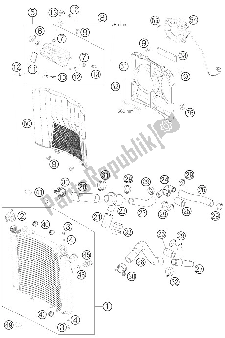Toutes les pièces pour le Système De Refroidissement du KTM 950 Superenduro R 06 Europe 2006