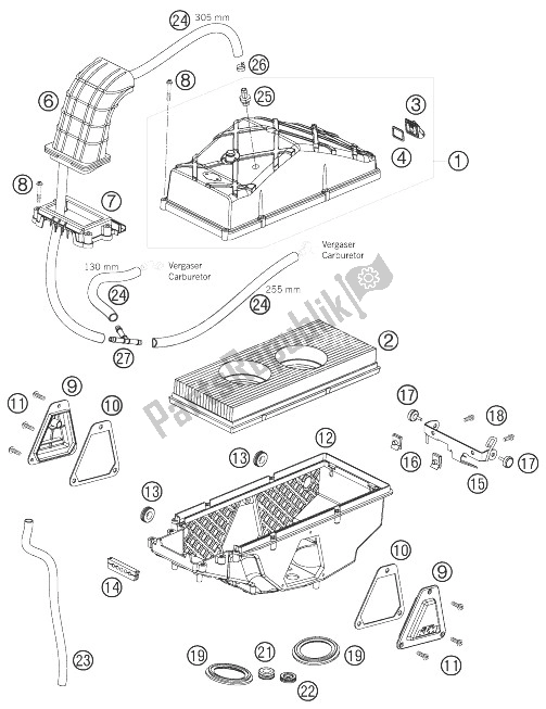 All parts for the Air Filter Box of the KTM 950 Superenduro R Australia United Kingdom 2007