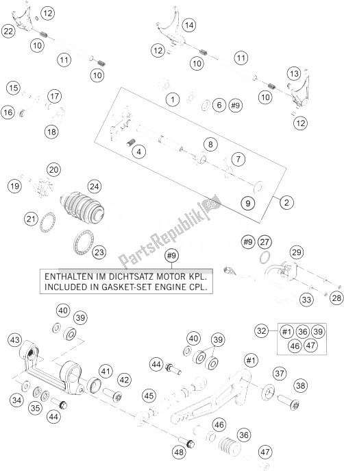 Toutes les pièces pour le Mécanisme De Changement du KTM 1290 Superduke R Orange ABS 14 Europe 2014