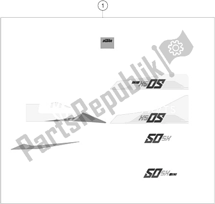 Alle onderdelen voor de Sticker van de KTM 50 SX Mini Europe 2016