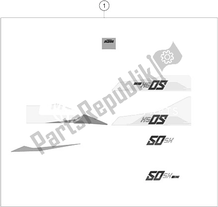 All parts for the Decal of the KTM 50 SX Mini Europe 2016