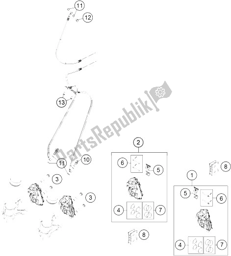 Todas las partes para Pinza De Freno Delantera de KTM 1190 Adventure ABS Grey USA 2015