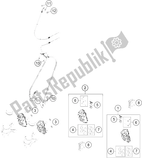 All parts for the Brake Caliper Front of the KTM 1190 Adventure R ABS China 2015