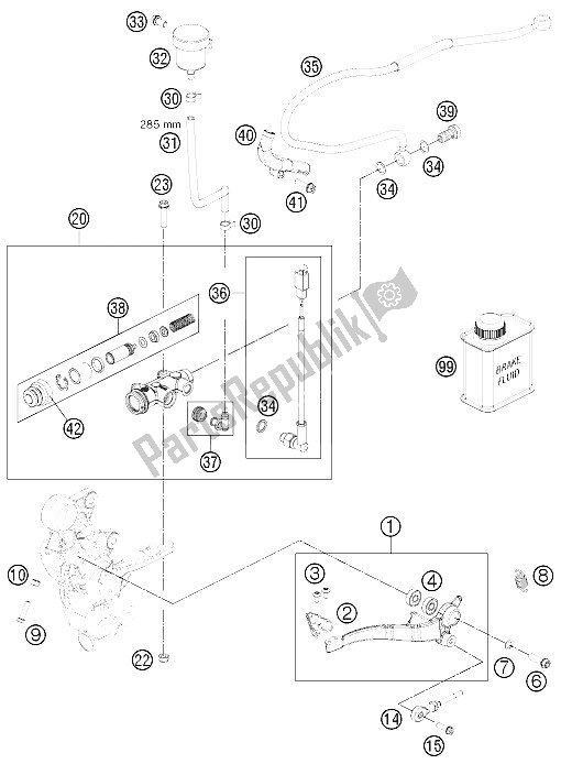 All parts for the Rear Brake Control of the KTM 690 Enduro R Australia United Kingdom 2012