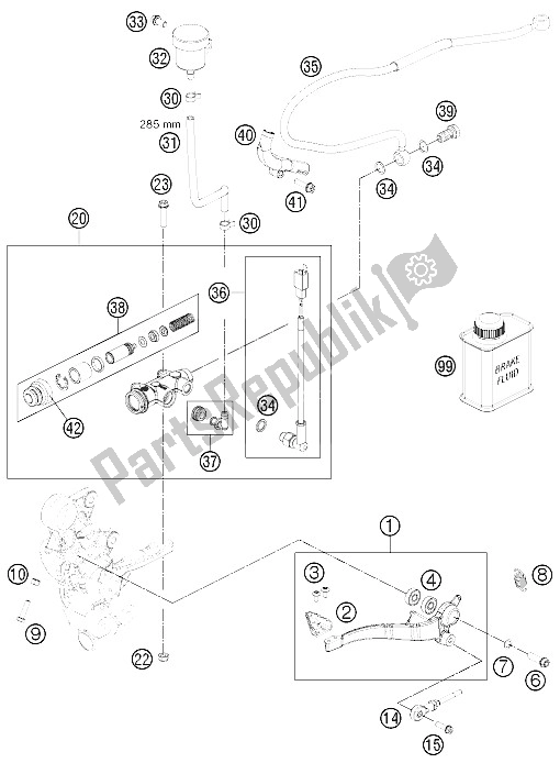 Tutte le parti per il Controllo Del Freno Posteriore del KTM 690 Enduro R Europe 2012