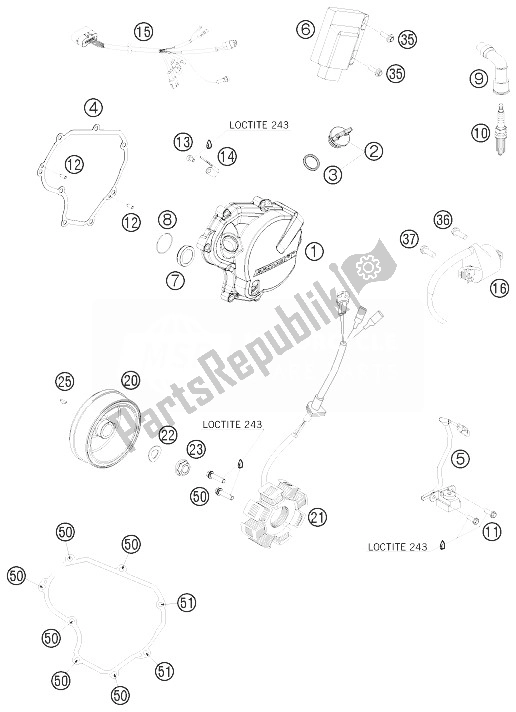 All parts for the Ignition System of the KTM 400 EXC Europe 2010