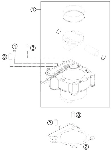 All parts for the Cylinder of the KTM 250 SX F Europe 2011