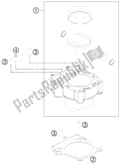 All parts for the Cylinder of the KTM 250 SX F Roczen Replica 12 Europe 2012