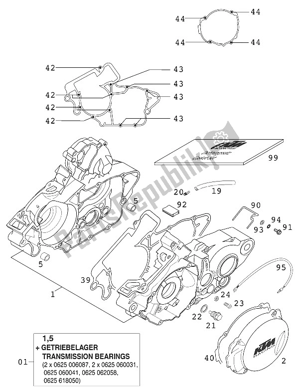 Tutte le parti per il Basamento 125 Exe 2000 del KTM 125 Supermoto 100 Europe 2000