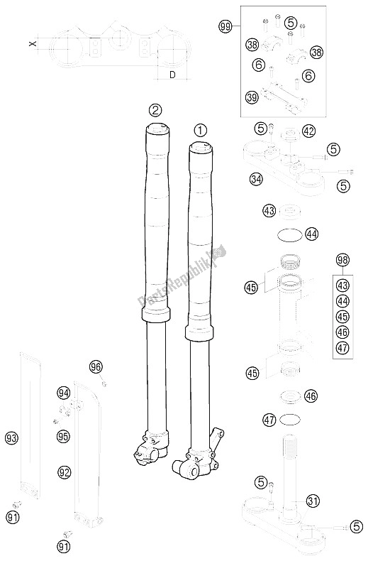 Todas las partes para Tenedor Frontal de KTM 65 SX Europe 6003H6 2008