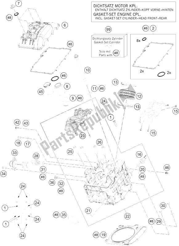 Tutte le parti per il Testata Anteriore del KTM 1190 Adventure ABS OR CKD 15 Brazil 2015