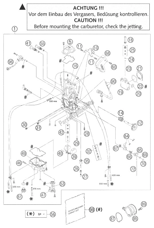 All parts for the Carburetor Fcrmx-41 625 Sxc Eu of the KTM 660 SMC Europe 2003