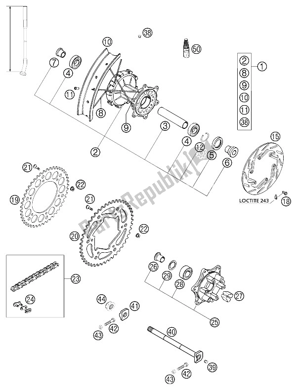 Tutte le parti per il Ammortizzatore Ruota Posteriore 640 Lc4 Avv del KTM 640 Adventure R USA 2002