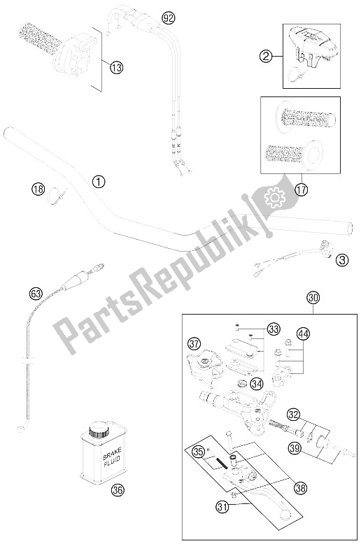 All parts for the Handlebar, Controls of the KTM 250 SX F Europe 2011