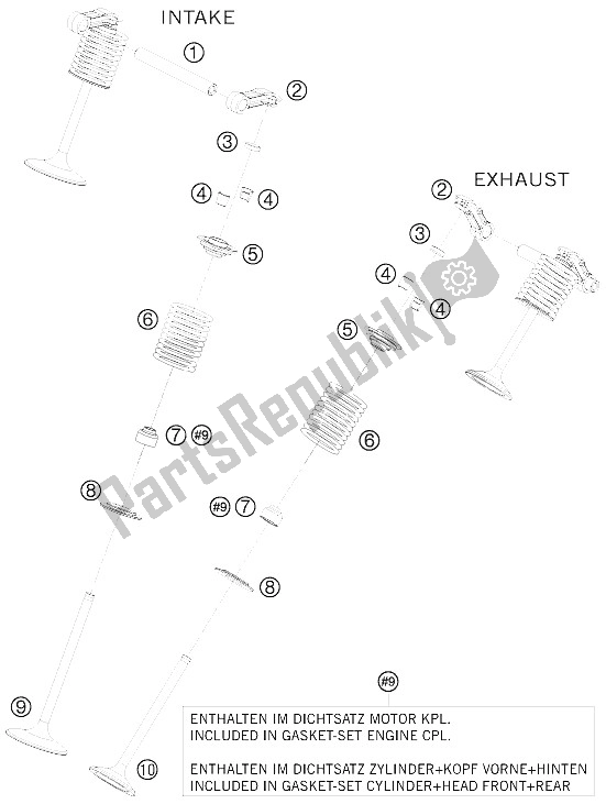 Toutes les pièces pour le Entraînement De Soupape du KTM 1190 RC 8 White USA 2009