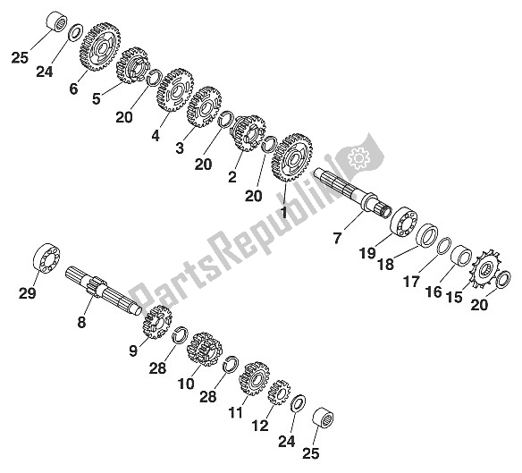 Todas as partes de Caixa De Velocidades 60/65 Ccm I '98 do KTM 65 SX Europe 600115 2001