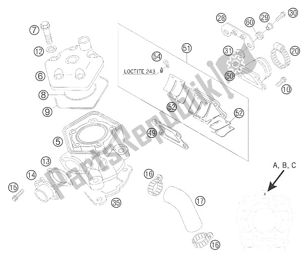 All parts for the Cylinder, Cylinder Head of the KTM 50 Supermoto Europe 2006