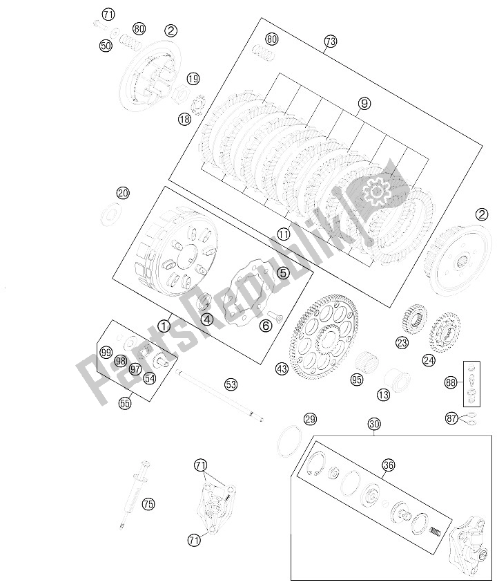 All parts for the Clutch of the KTM 450 Rally Factory Replica Europe 2011