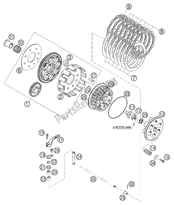 Toutes les pièces pour le Embrayage E-starter 640 Lc4 2002 du KTM 640 Adventure R Australia 2002