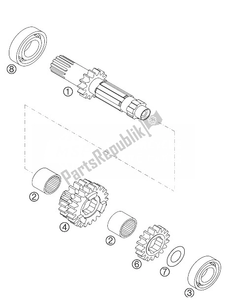 All parts for the Transmission I 450/525 Sx of the KTM 450 SX Racing Europe 2004