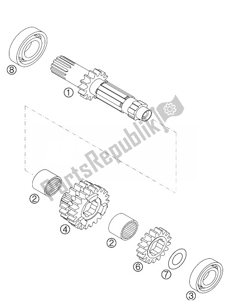 All parts for the Transmission I 450/525 Sx of the KTM 450 XC Cross Country Europe 2004