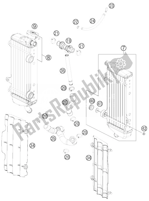 All parts for the Cooling System of the KTM 250 SX F Europe 2014