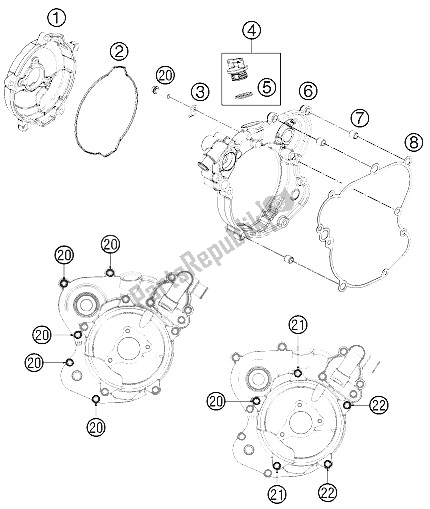 All parts for the Clutch Cover of the KTM 65 SX Europe 2012