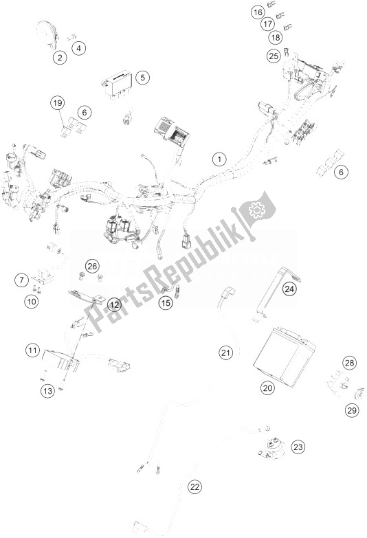 Toutes les pièces pour le Faisceau De Câblage du KTM 125 Duke Orange ABS Europe 2013