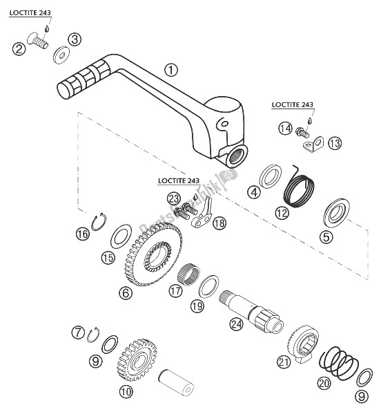 All parts for the Kickstarter of the KTM 250 EXC Racing Europe 2004